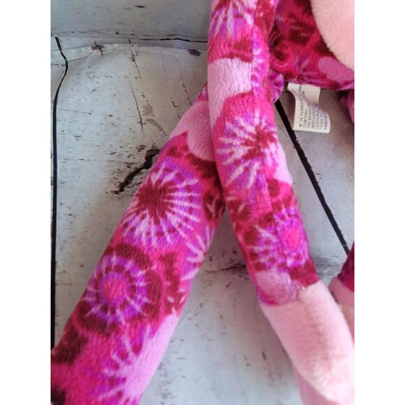 Hanging tie dye pink monkey Stuffed Animal Hook Loop Hands 16 Inches - Picture 4 of 8